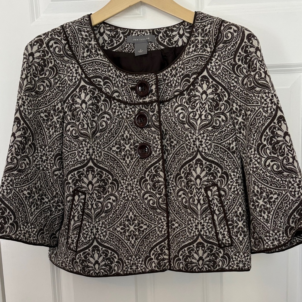 Ann Taylor Black and White Patterned Blazer